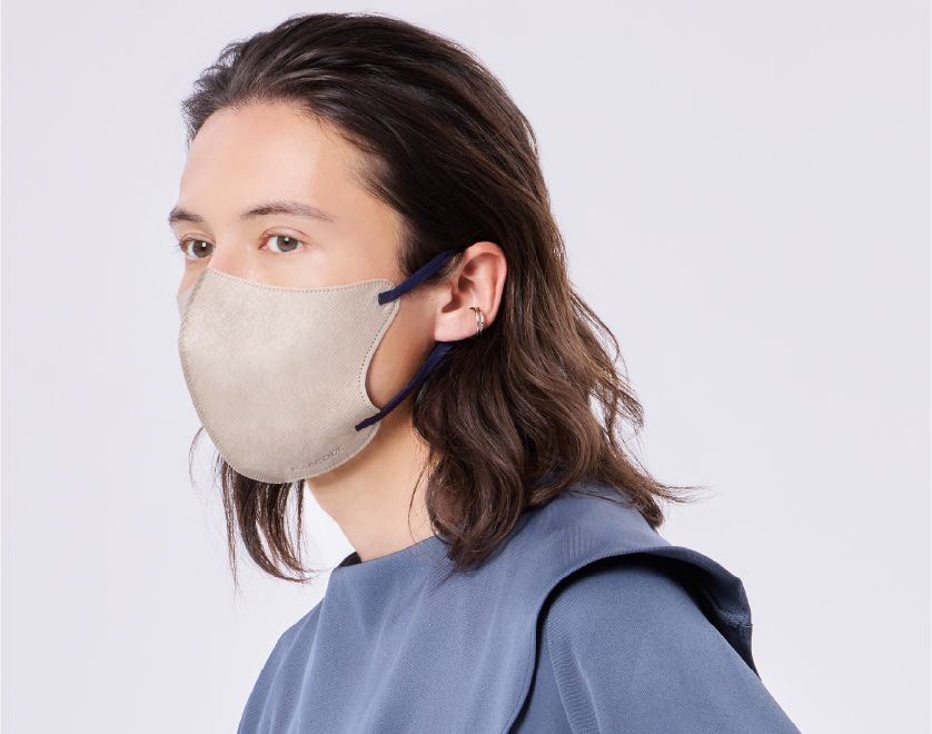 LSize グレージュ × ネイビー紐 内側グレーカラー